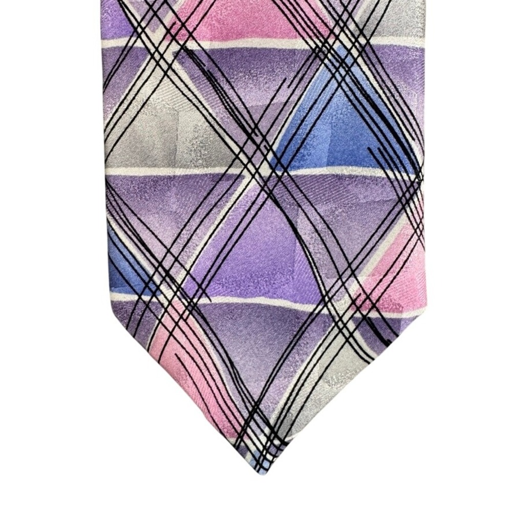 J. Garcia Aztec Objects Collection 53 Silk Necktie Purple Pink Geometric Tie